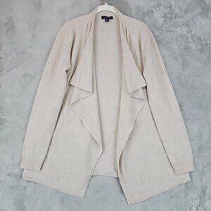 Saks Fifth Avenue Cashmere Cardigan Womens Size M Beige Open Flowy Soft Knit